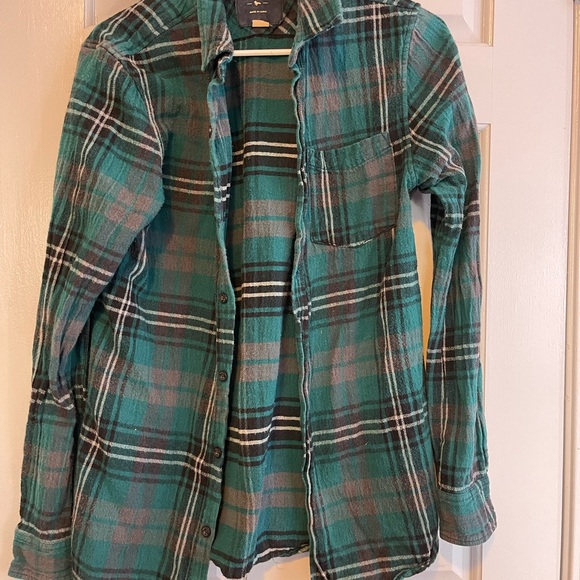 Modern Amusement Teal Plaid Women's Top - Picture 2 of 3